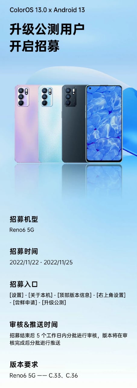 ColorOS 13 Oppo Reno 6 beta