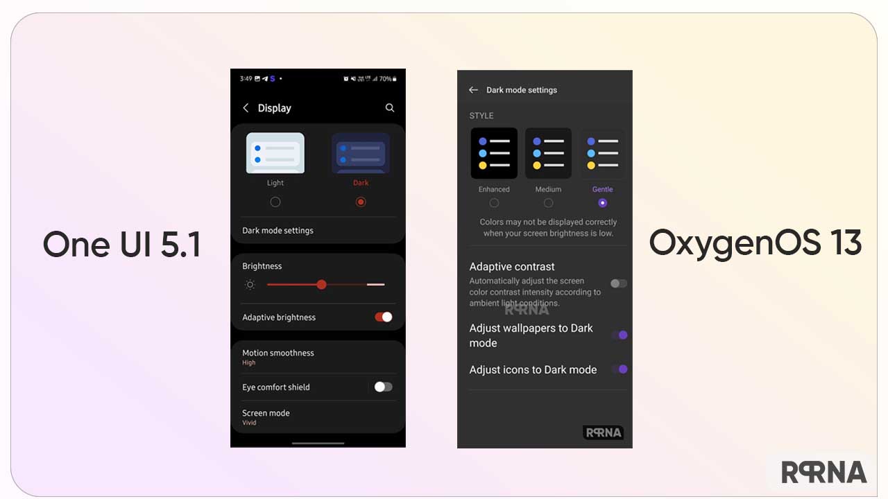 OxygenOS 13 One UI 5.1 Dark Mode