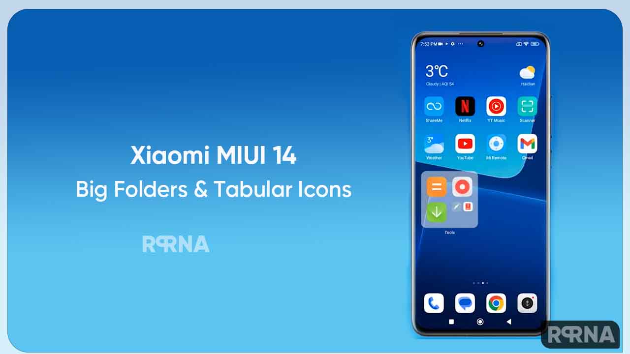 Xiaomi MIUI 14 Big folders tabular icons