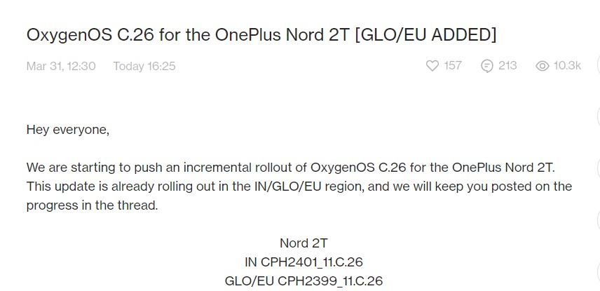 OnePlus Nord 2T March 2023 Europe