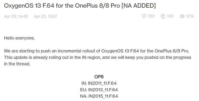 OnePlus 8 Pro April 2023 North America