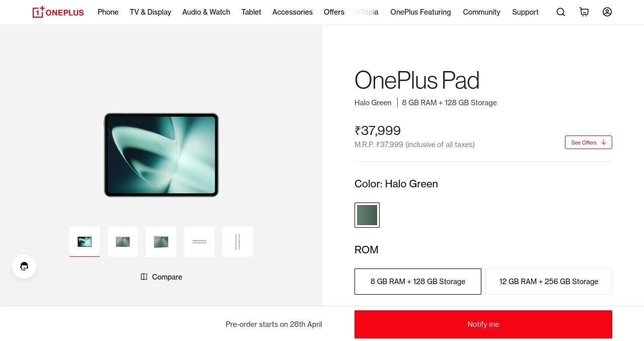 OnePlus Pad price details