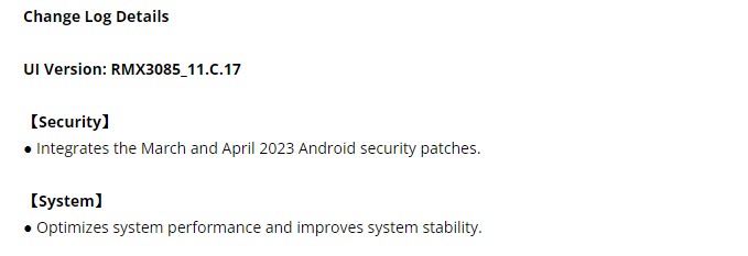 Realme 8 April 2023 improvements