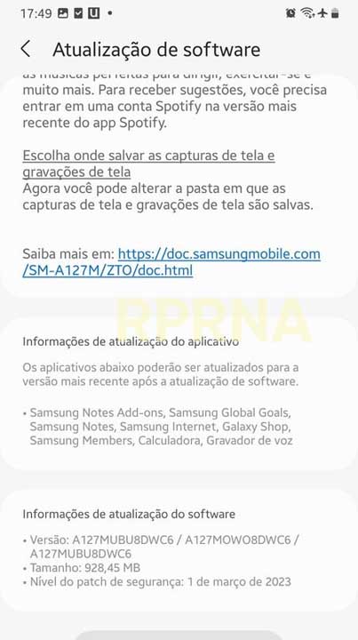 Samsung Galaxy A12 Nacho One UI 5.1