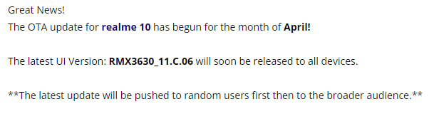 Realme 10 April 2023 update
