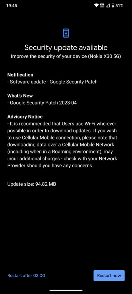 Nokia X30 April 2023 patch