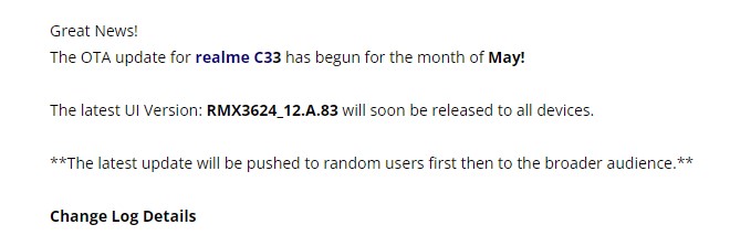 Realme C33 May 2023 update