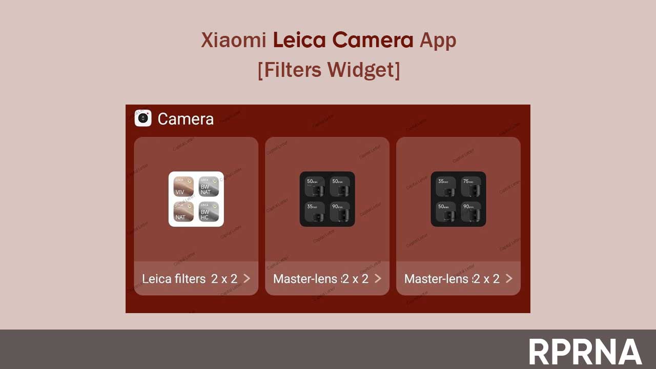 Xiaomi Leica camera filters widget