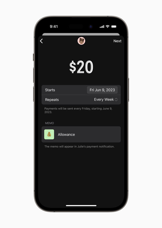 Apple Cash recurring payments iOS 17
