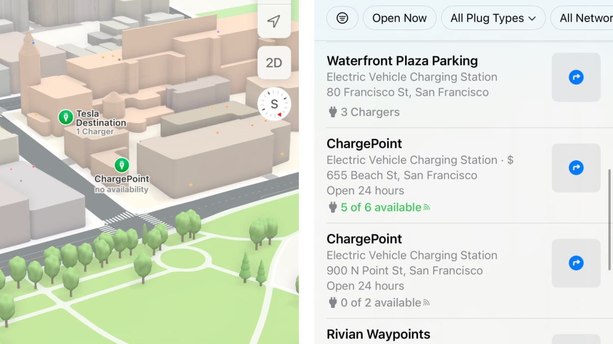 Apple Maps iOS 17 EV Charger