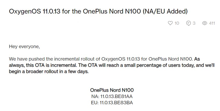 OnePlus Nord N100 June 2023 update