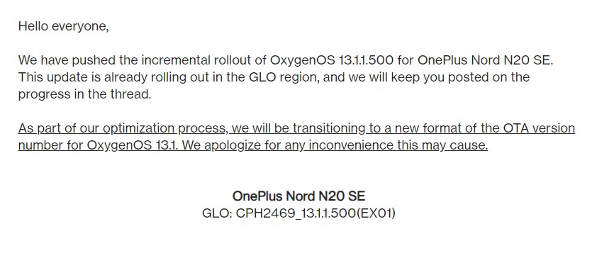OnePlus Nord N20 SE OxygenOS 13.1