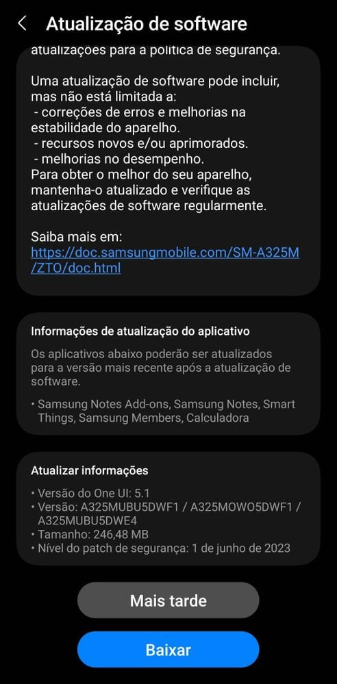 Samsung Galaxy A32 June 2023 update