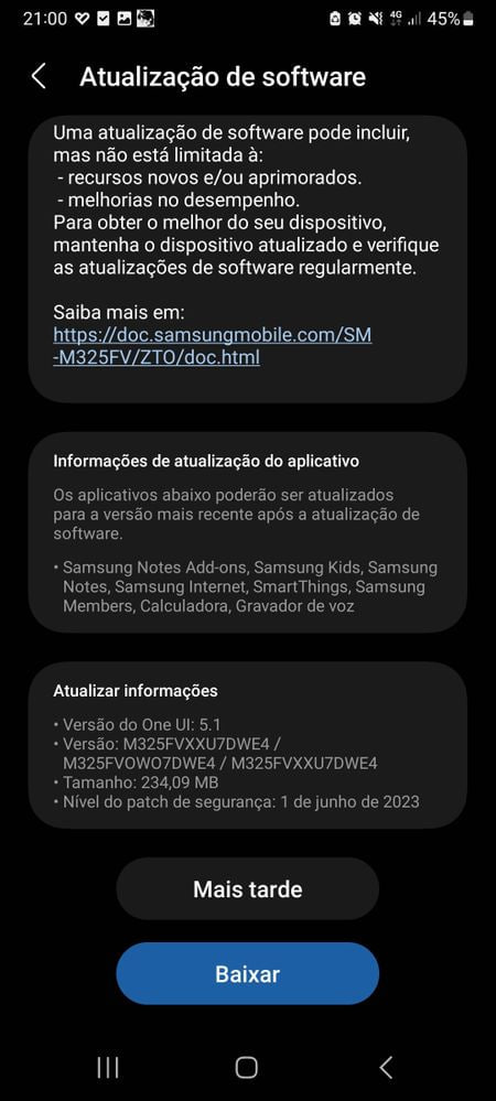 Samsung Galaxy M32 June 2023 update