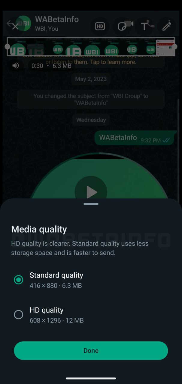 WhatsApp high-quality videos