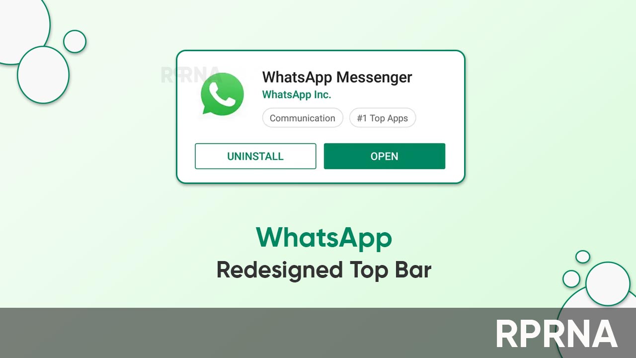 WhatsApp top app bar