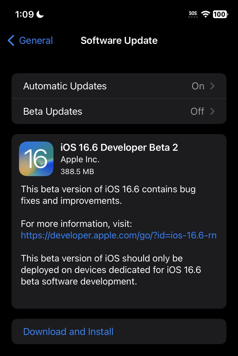 Apple iOS 16.6 beta 2