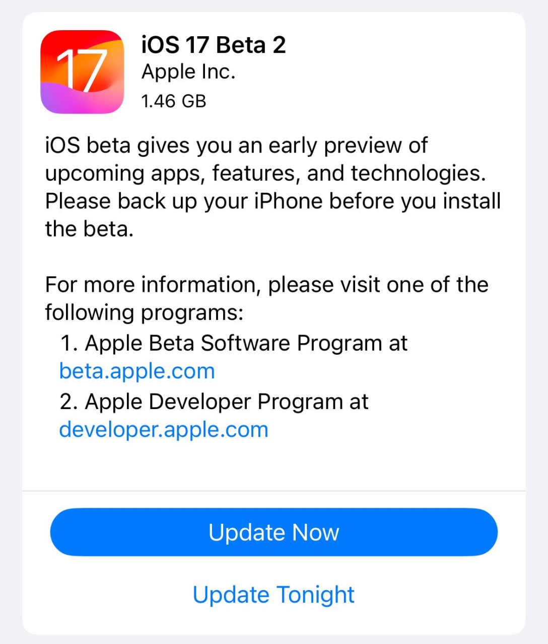 Apple iOS 17 beta 2