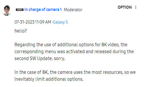 Samsung 8K High Bitrate camera