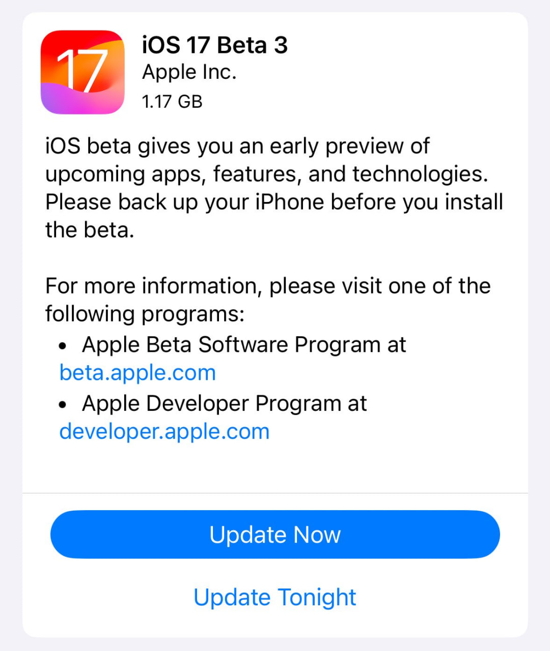 Apple iOS 17 beta 3