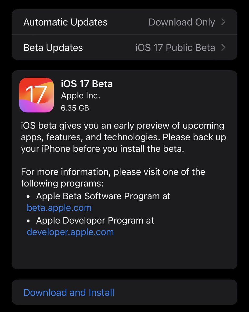 Apple iOS 17 open beta