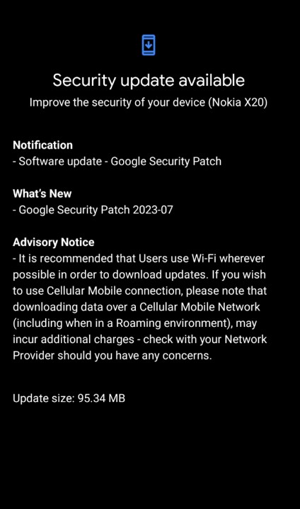 Nokia X20 July 2023 patch