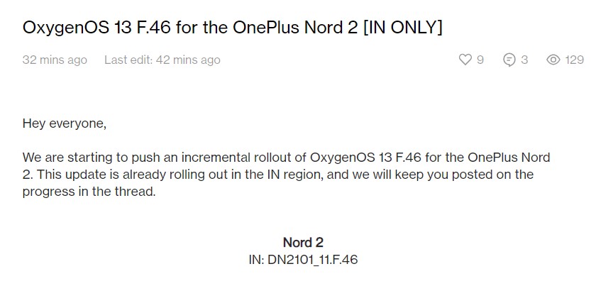 OnePlus Nord 2 June 2023 update