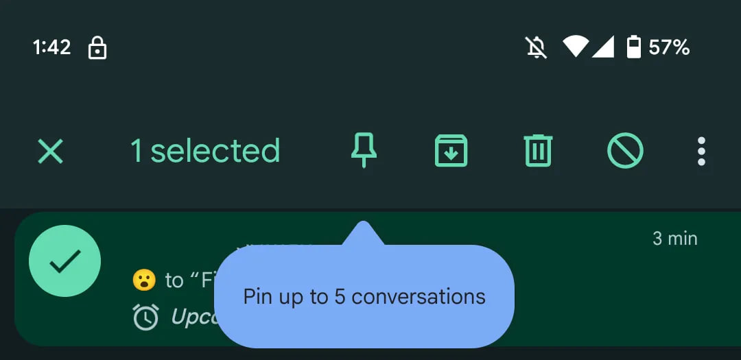 Google Messages pin five conversations