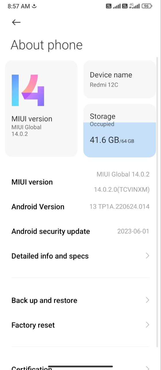 Redmi 12C MIUI 14 Android 13