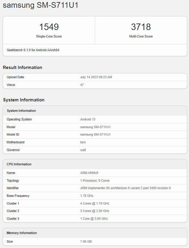 Samsung Galaxy S23 FE snapdragon chip