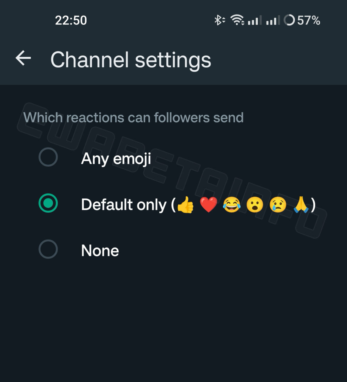 WhatsApp message reaction Channels