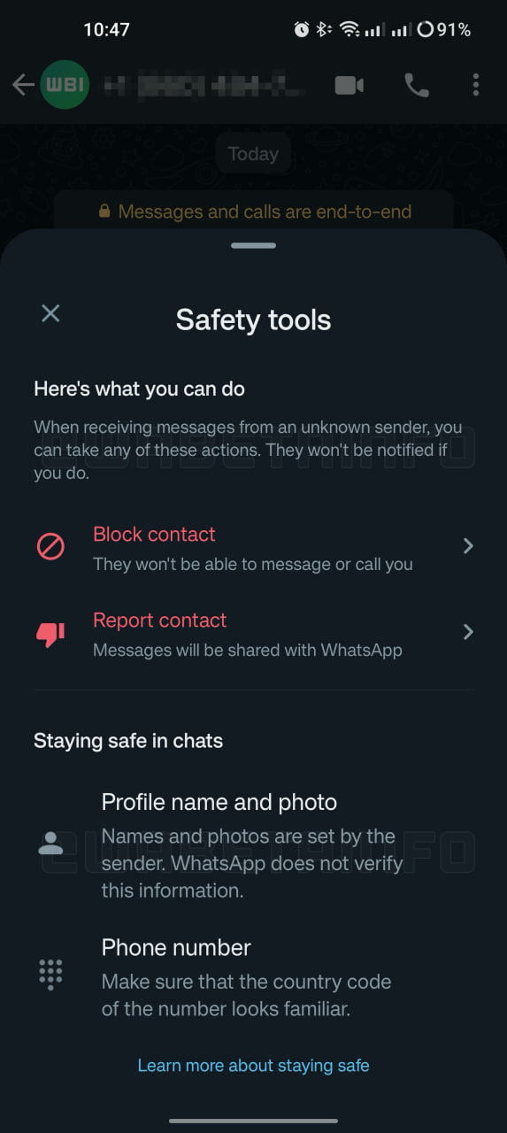 WhatsApp safety tools unknown numbers