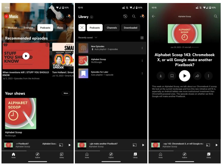 YouTube Music podcast support global