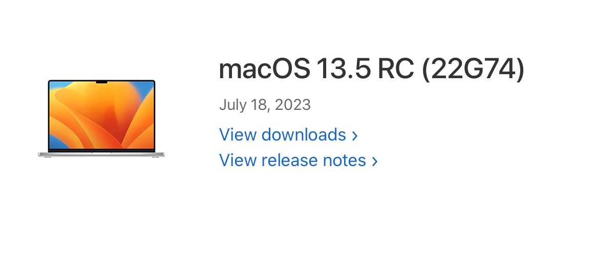 Apple macOS 13.5 release candidate