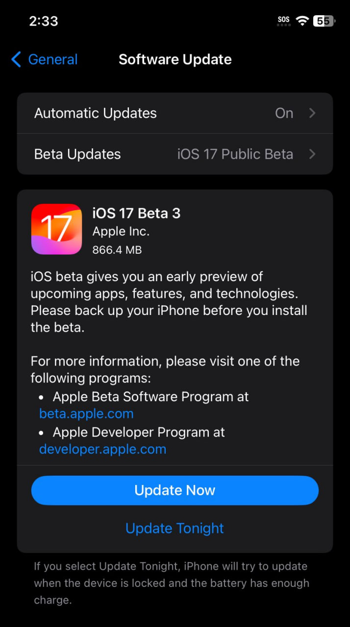 Apple iOS 17 public beta 3