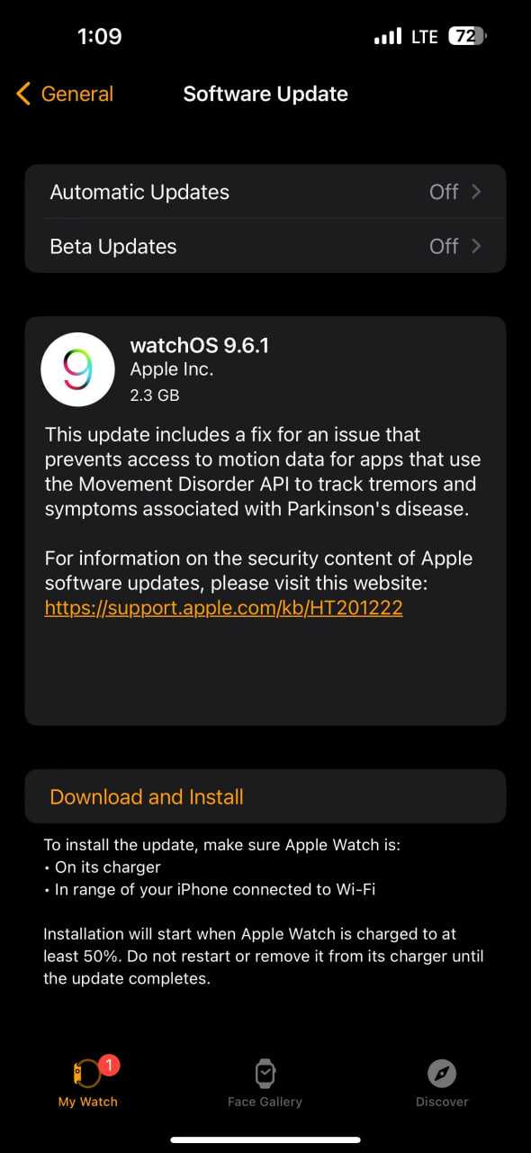 Apple watchOS 9.6.1 update
