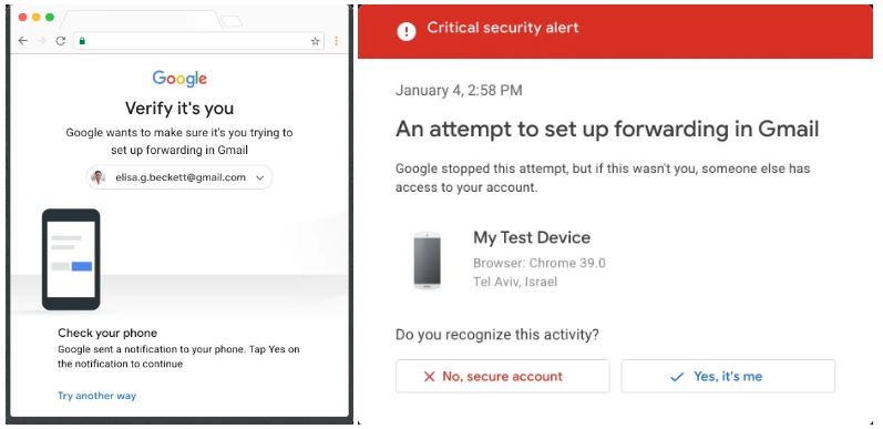 Gmail Verify it's you prompt