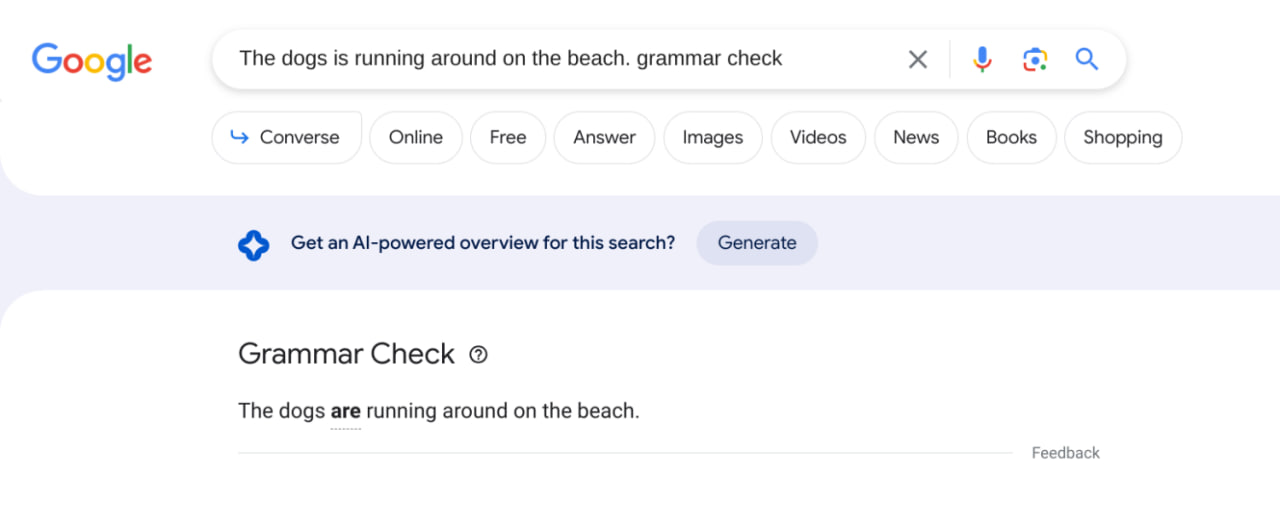 Google Search Grammar Checker