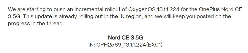 OnePlus Nord CE 3 August 2023 improvements