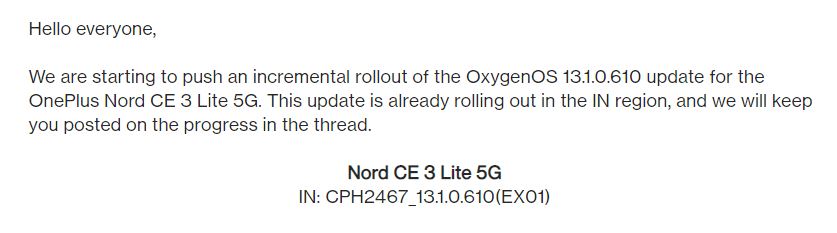 OnePlus Nord CE 3 Lite August 2023 stability