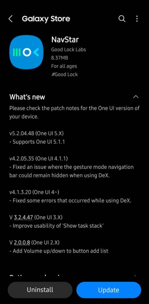 Samsung NavStar One UI 5.1.1 support