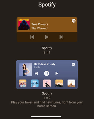 Spotify widget playback recommendations