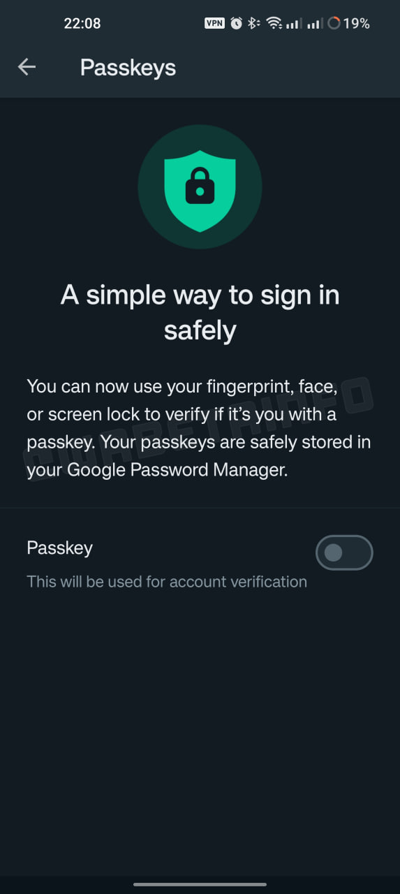 WhatsApp passkey feature