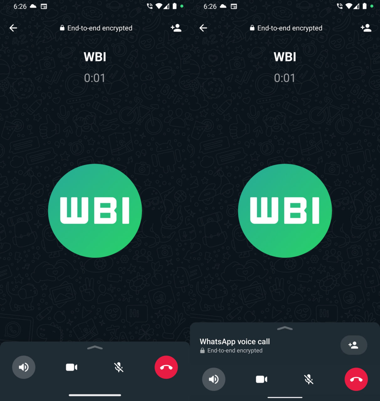 WhatsApp tweaked call interface