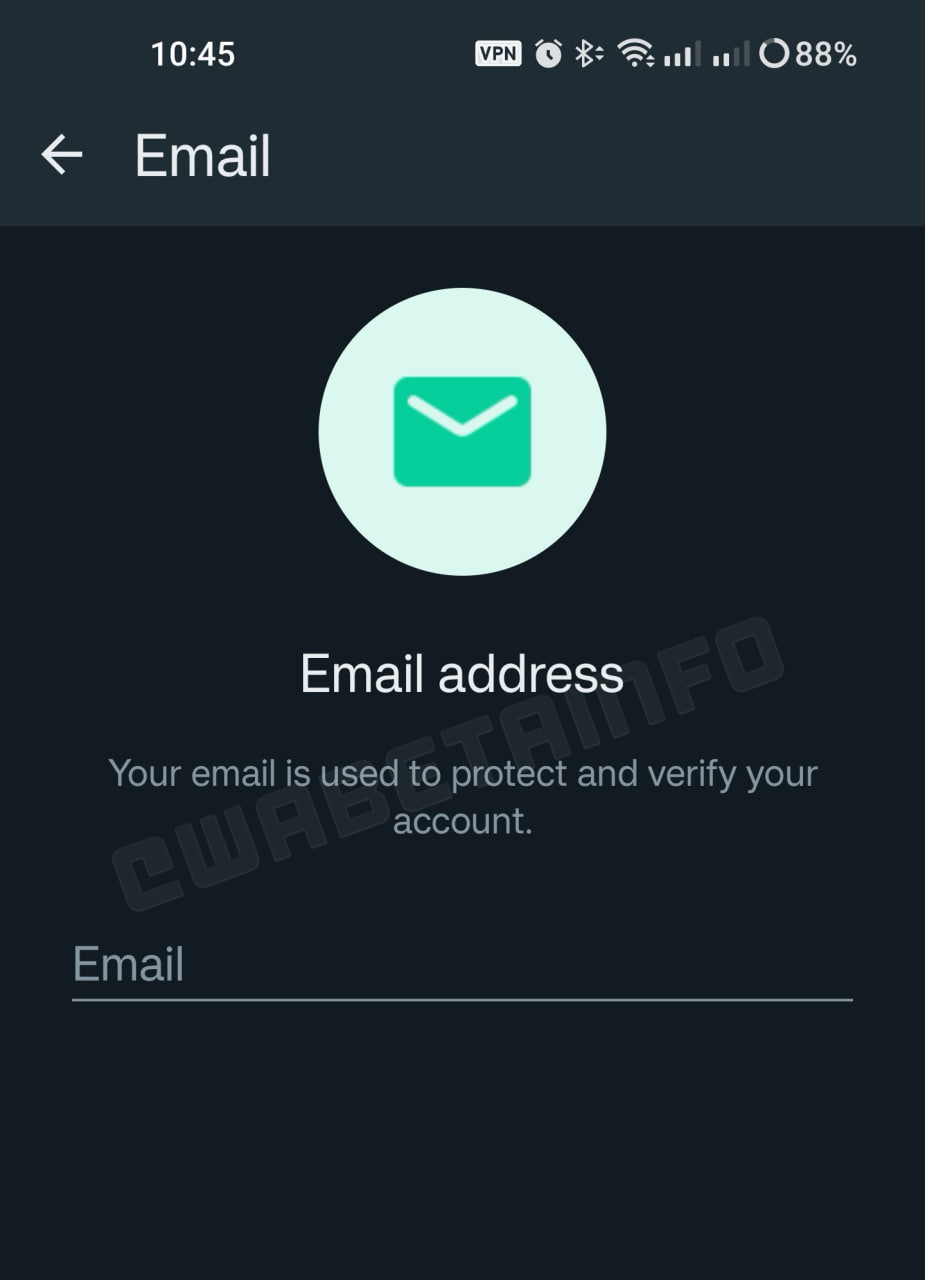 WhatsApp email sign-in security feature