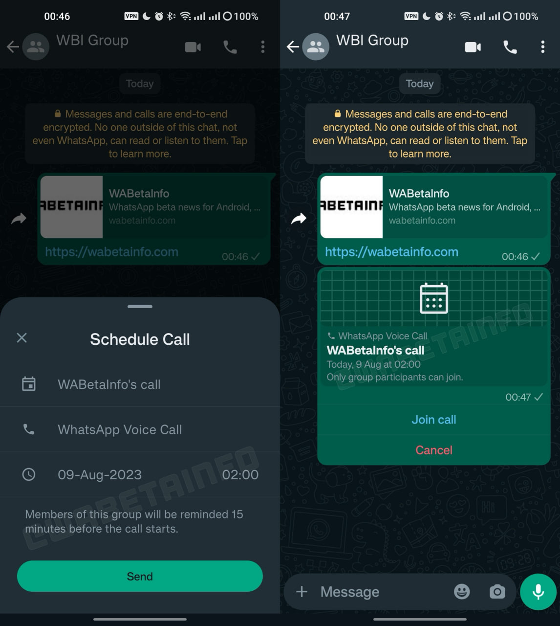 how to schedule whatsapp group call