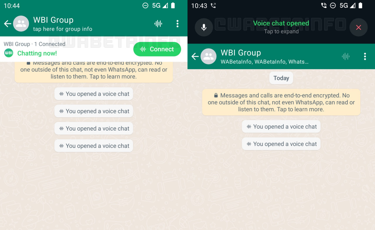 WhatsApp voice chat feature