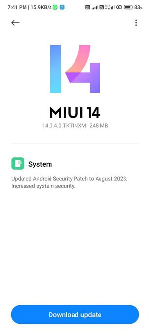  Xiaomi 11i August 2023 update