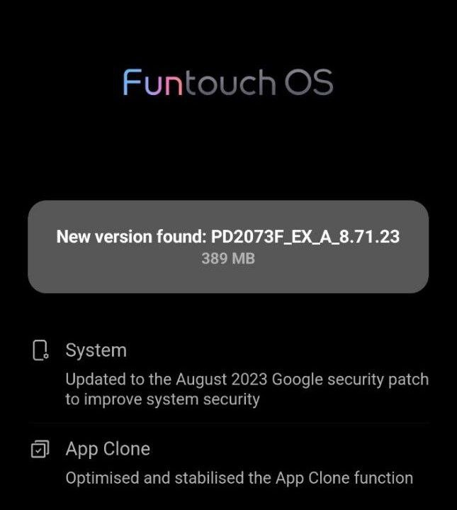 Vivo iQOO Z3 August 2023 update