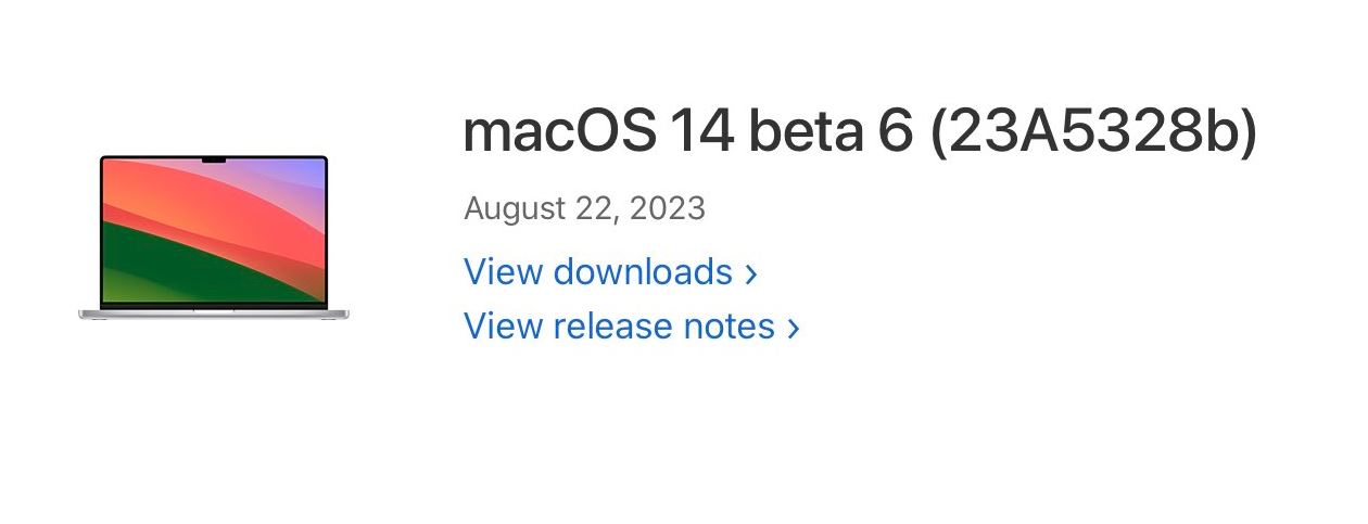 Apple macOS 14 Beta 6